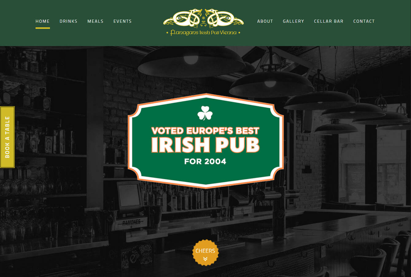 Guy Fagan Digital Consultancy client Flanagans Irish Pub Vienna Website Home Page