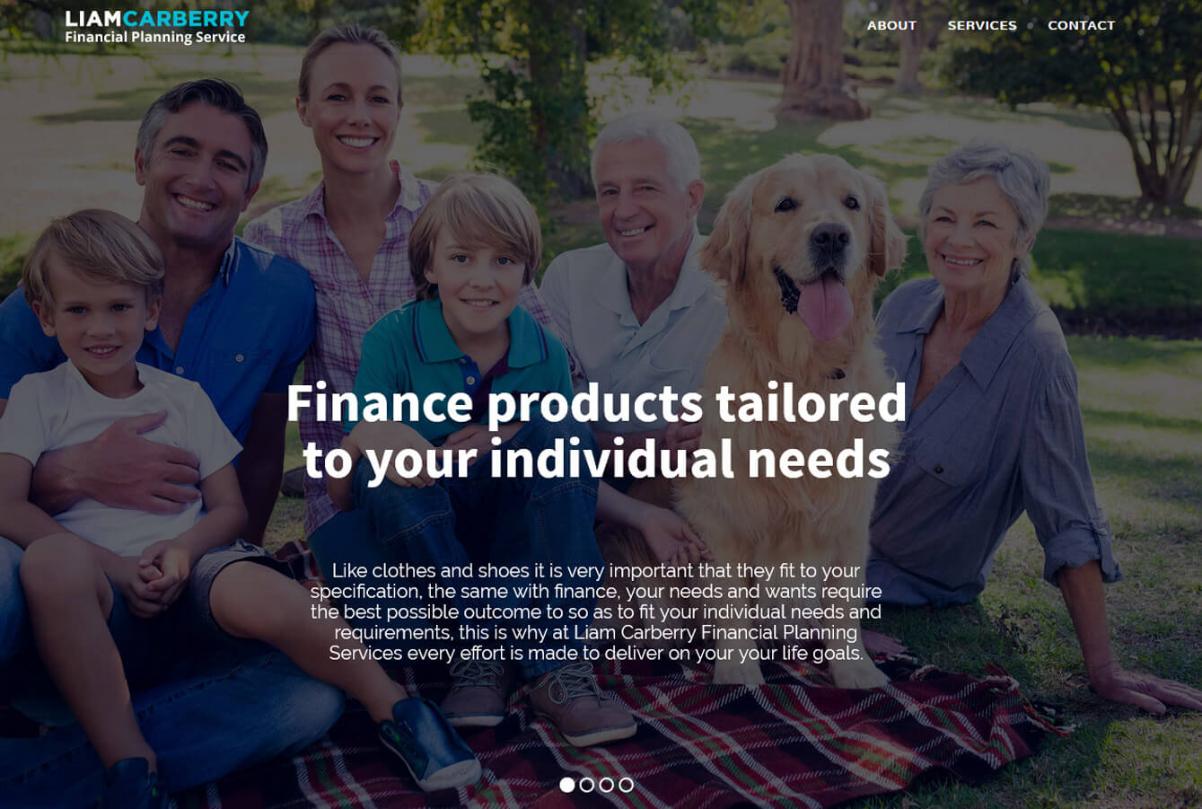 Guy Fagan Digital Consultancy client Liam Carberry Financial Planning Service Website Home Page